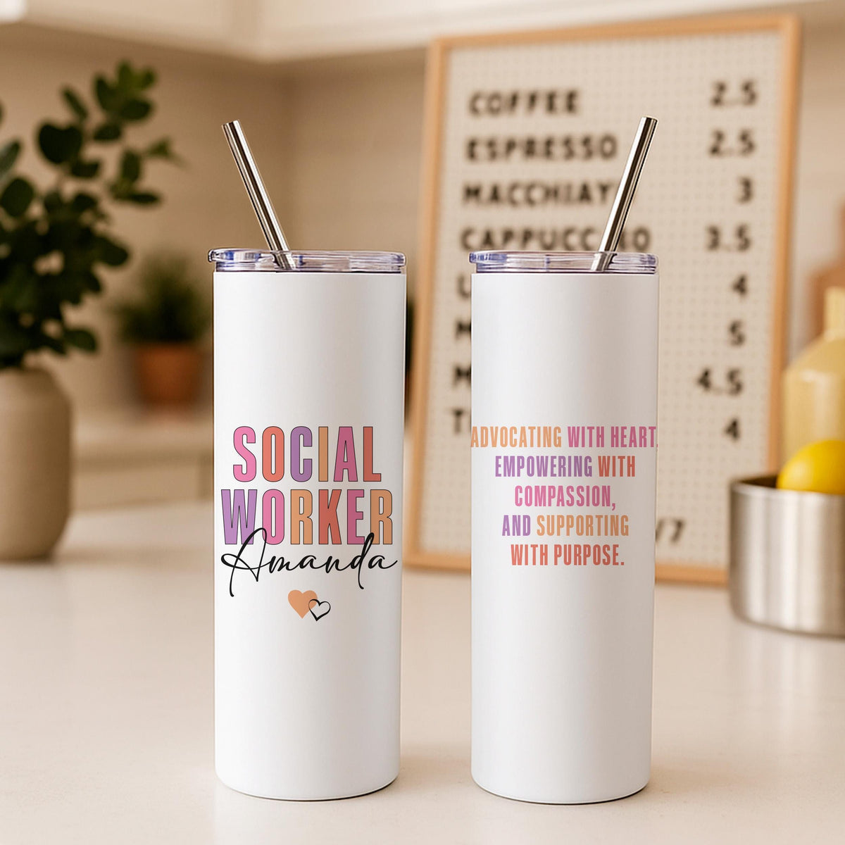 Custom Name Social Worker Tumbler, Custom Stainless Steel Tumbler for Licensed Social Worker
