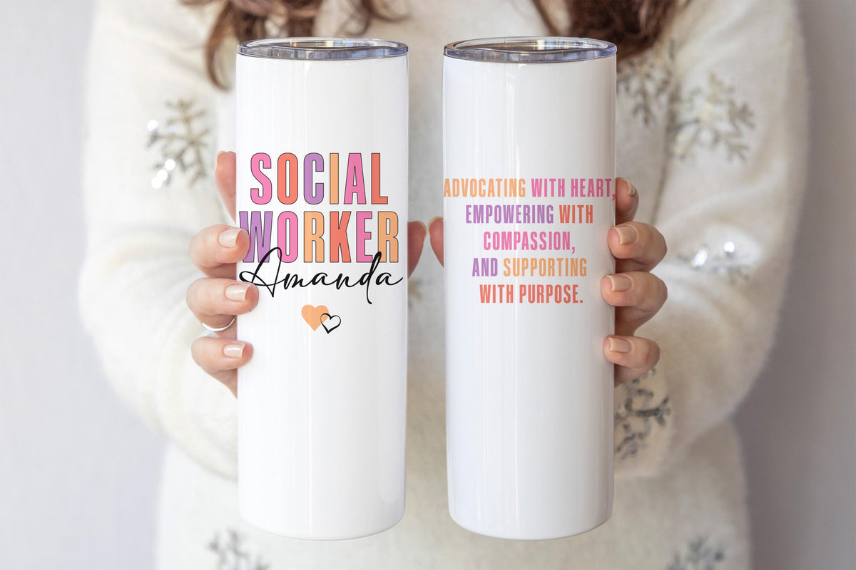 Custom Name Social Worker Tumbler, Custom Stainless Steel Tumbler for Licensed Social Worker