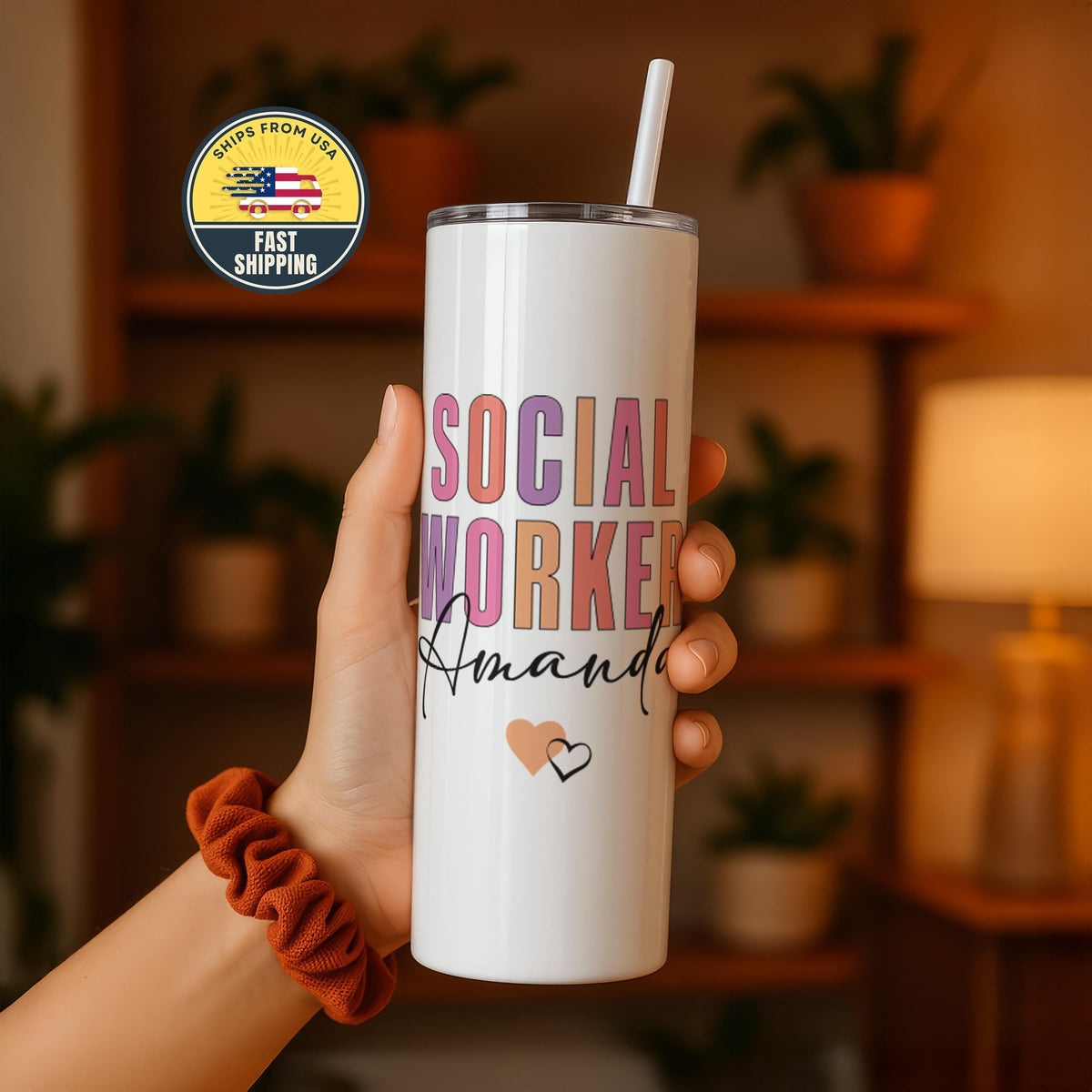 Custom Name Social Worker Tumbler, Custom Stainless Steel Tumbler for Licensed Social Worker