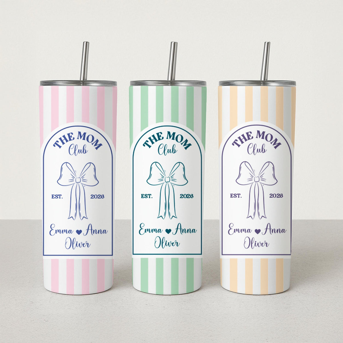 Custom The Mom Club Tumbler, Mom Established Coffee Cup With Kids Names