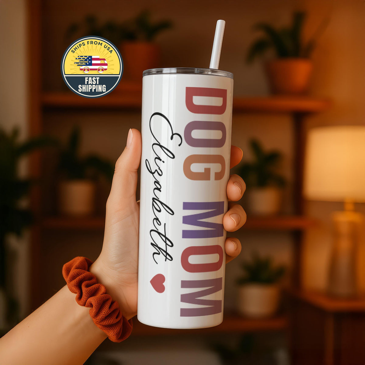 Custom Dog Mom Coffee Cup, Personalized Paw Print Tumbler, Dog Lover Birthday Gift