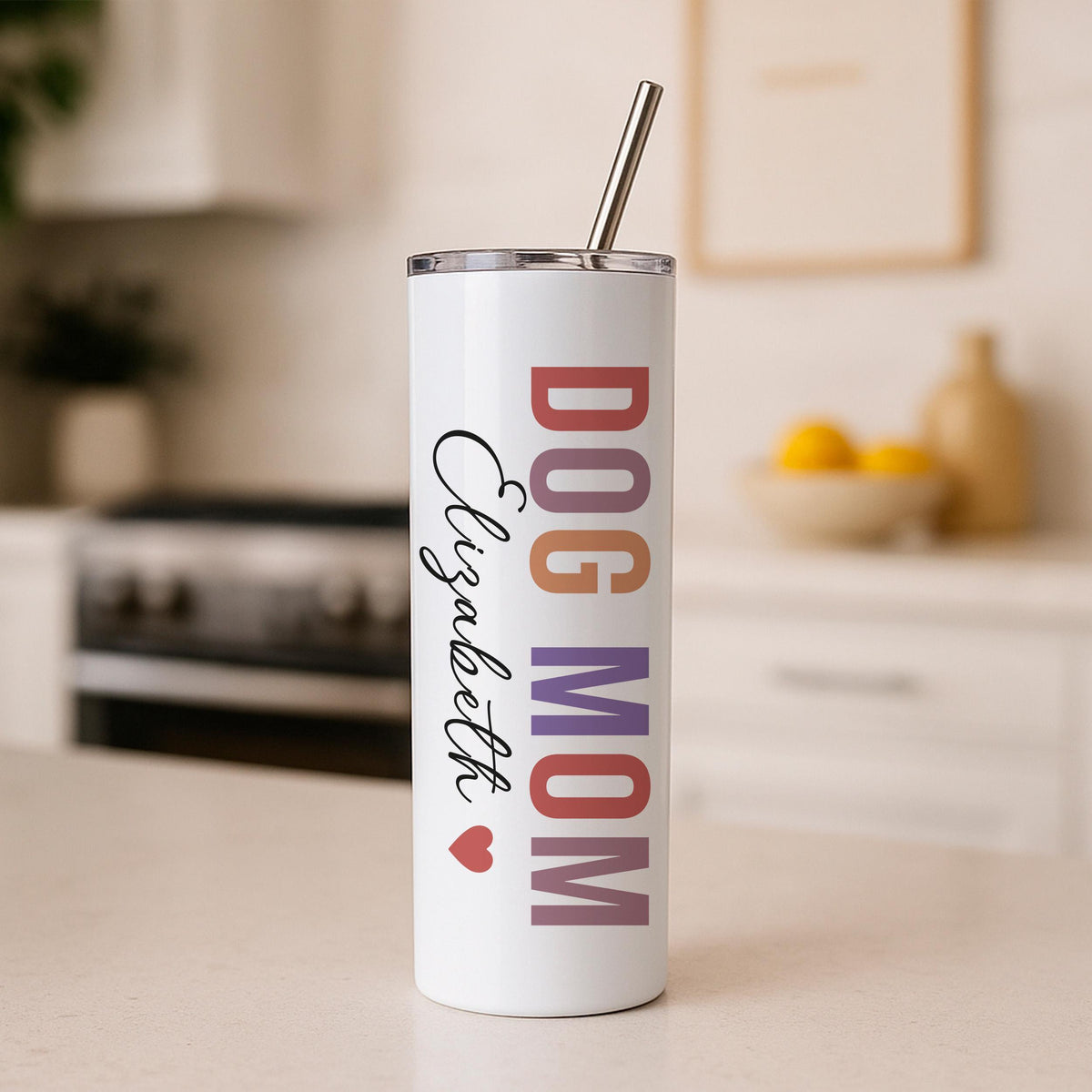 Custom Dog Mom Coffee Cup, Personalized Paw Print Tumbler, Dog Lover Birthday Gift