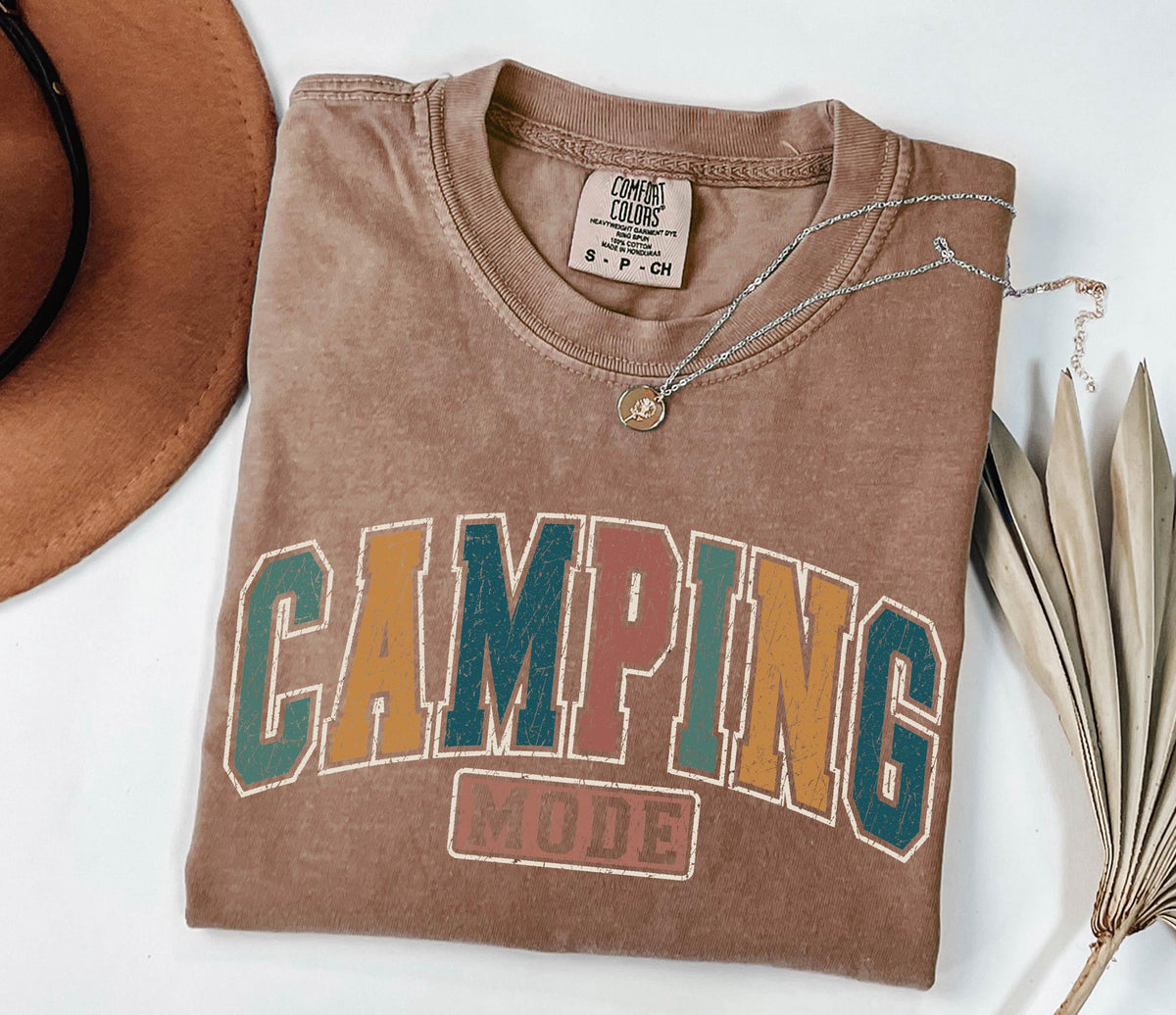 Comfort Colors® Retro Camping Shirt, Camp Vibes Tees, Camping Squad Matching Tee, Outdoor Adventure T-shirt, Summer Camp