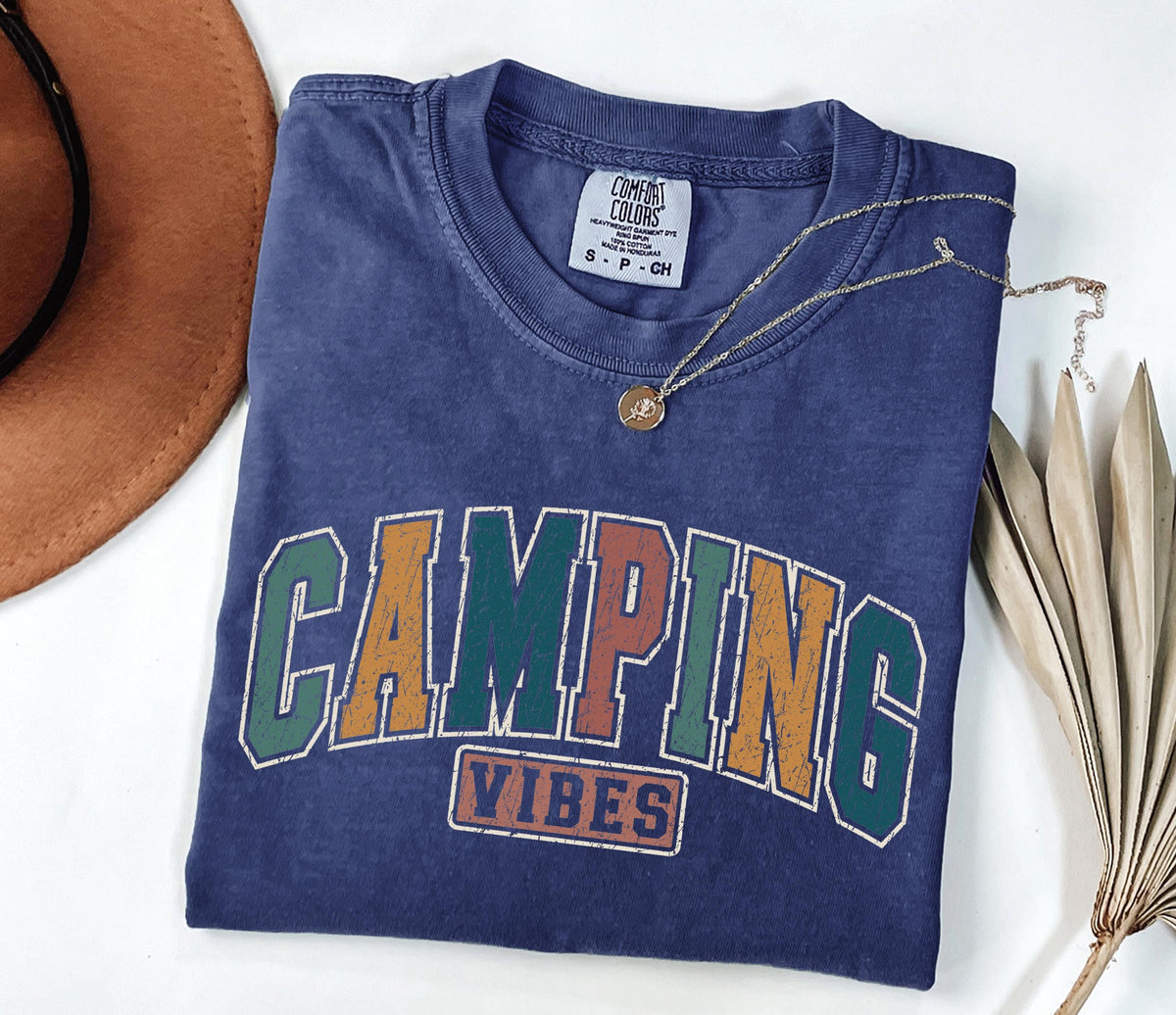 Comfort Colors® Camping Crew T-Shirt, Retro Camping Mode Tee, Camping Vibes Group Tee