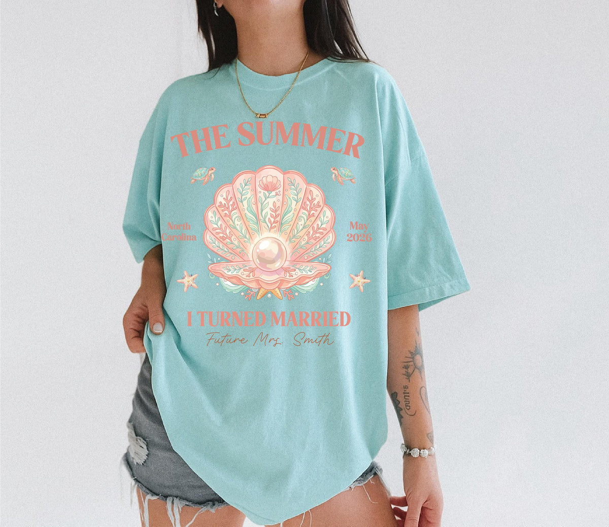 Comfort Colors® Summer Seashells Wedding Shirt, Beach Bachelorette Party T-Shirt, I Turned Married Tank Top, Summer Bride to be Tees
