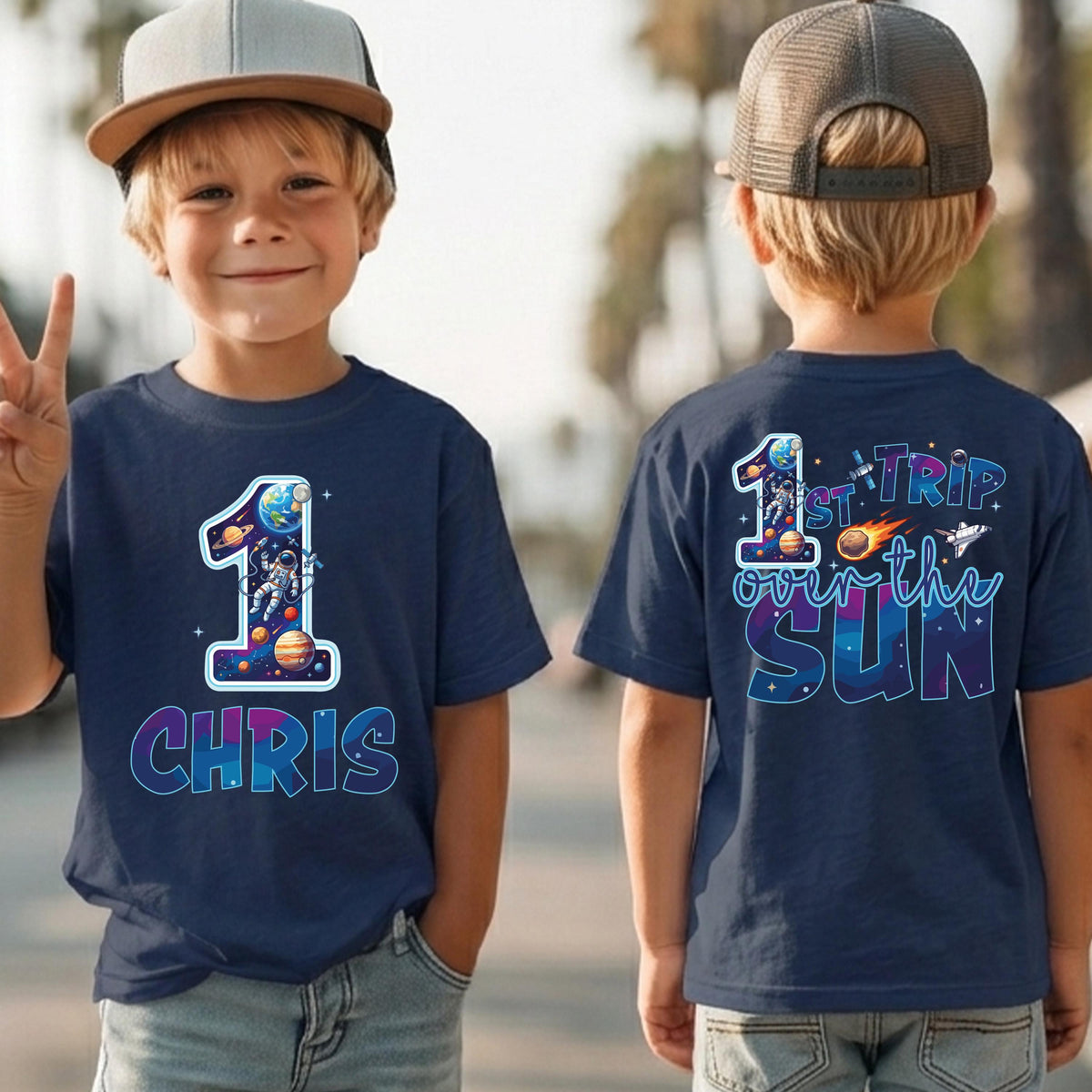 First Trip Space Birthday Shirt, Custom Astronaut Birthday Boy Tee, Birthday Boy Party Gift
