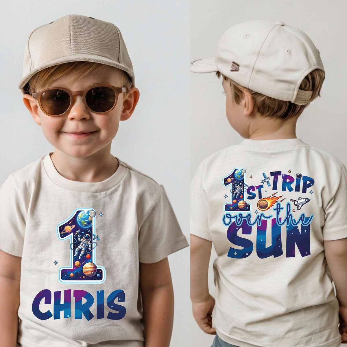 First Trip Space Birthday Shirt, Custom Astronaut Birthday Boy Tee, Birthday Boy Party Gift