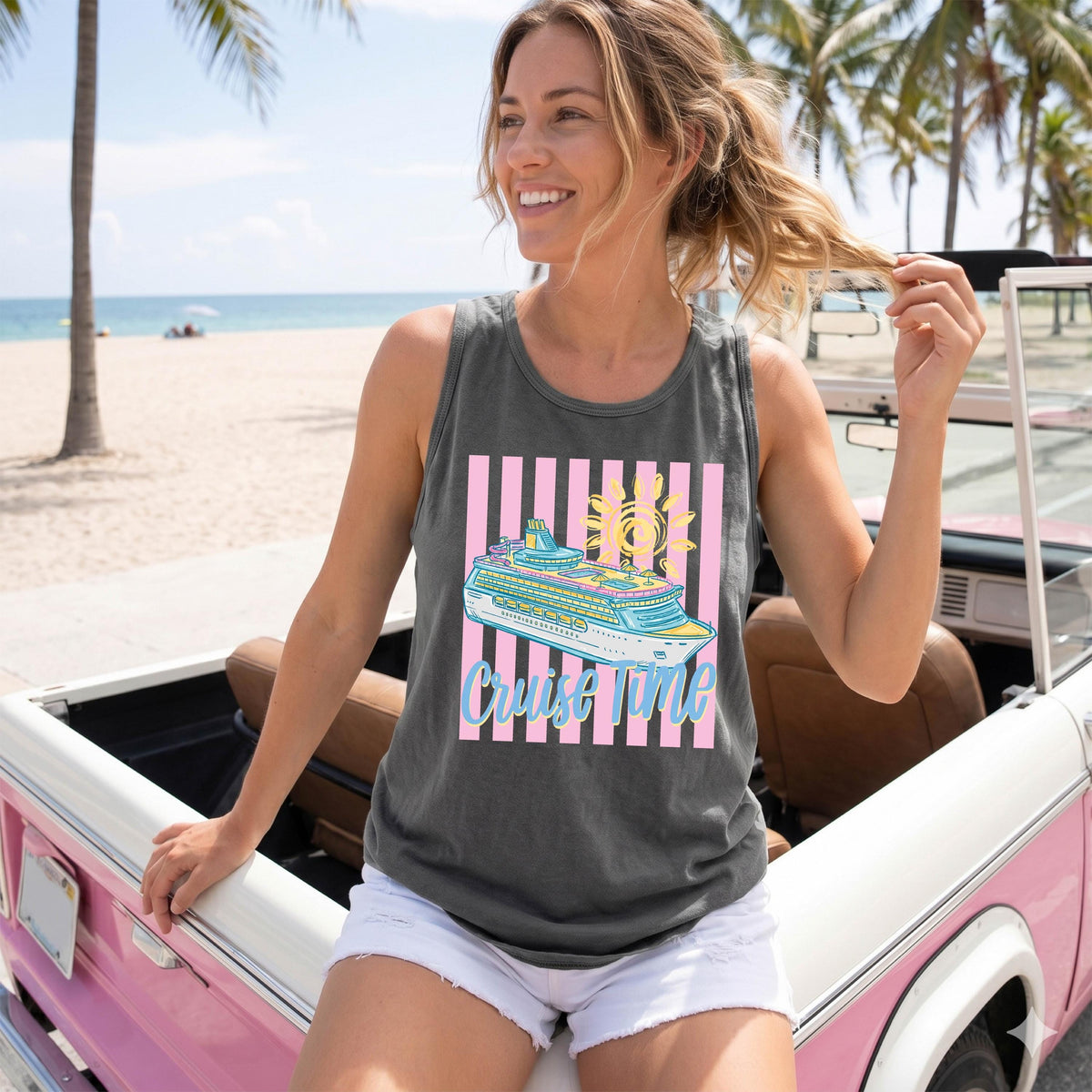 Comfort Colors® Cruise Time Tank Top, Cruising Tops, Summer Trip Tee, Cruise Group 2026 Shirts