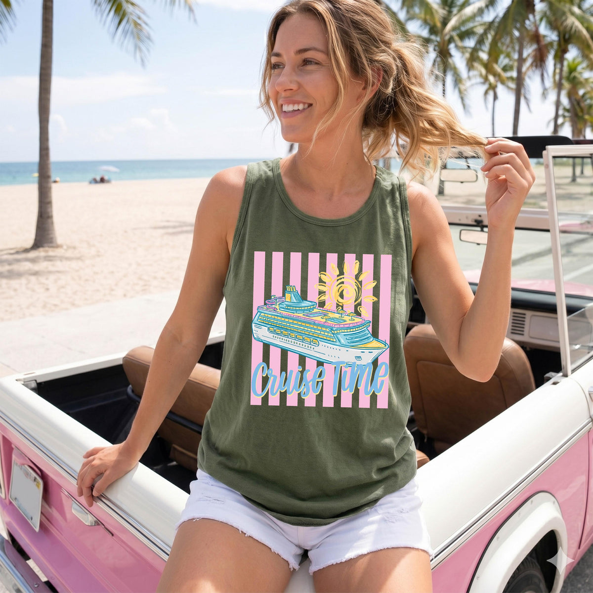Comfort Colors® Cruise Time Tank Top, Cruising Tops, Summer Trip Tee, Cruise Group 2026 Shirts
