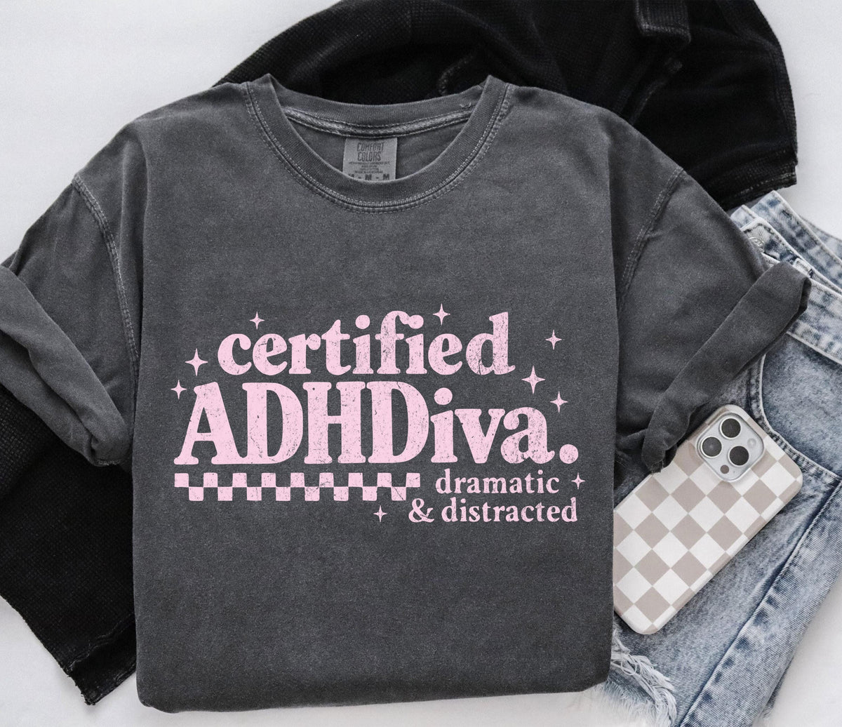 Comfort Colors® ADHDiva Shirt, ADHD Awareness T-Shirt, Mental Health Shirt, ADHD Gift Tee