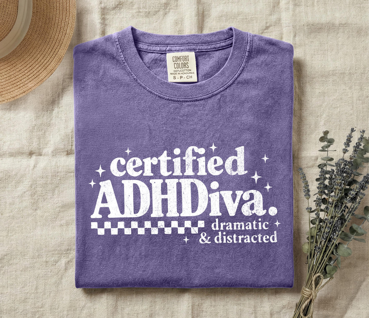 Comfort Colors® ADHDiva Shirt, ADHD Awareness T-Shirt, Mental Health Shirt, ADHD Gift Tee