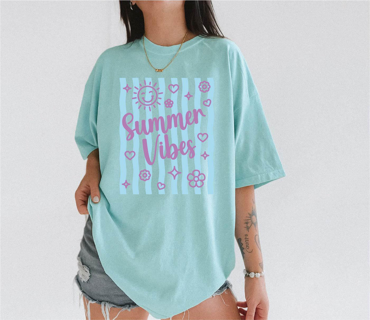 Comfort Colors® Summer Vibes Shirt, Beach Vacation Tee, Sunshine Lover Gift, Colorful Summer Trip Tees