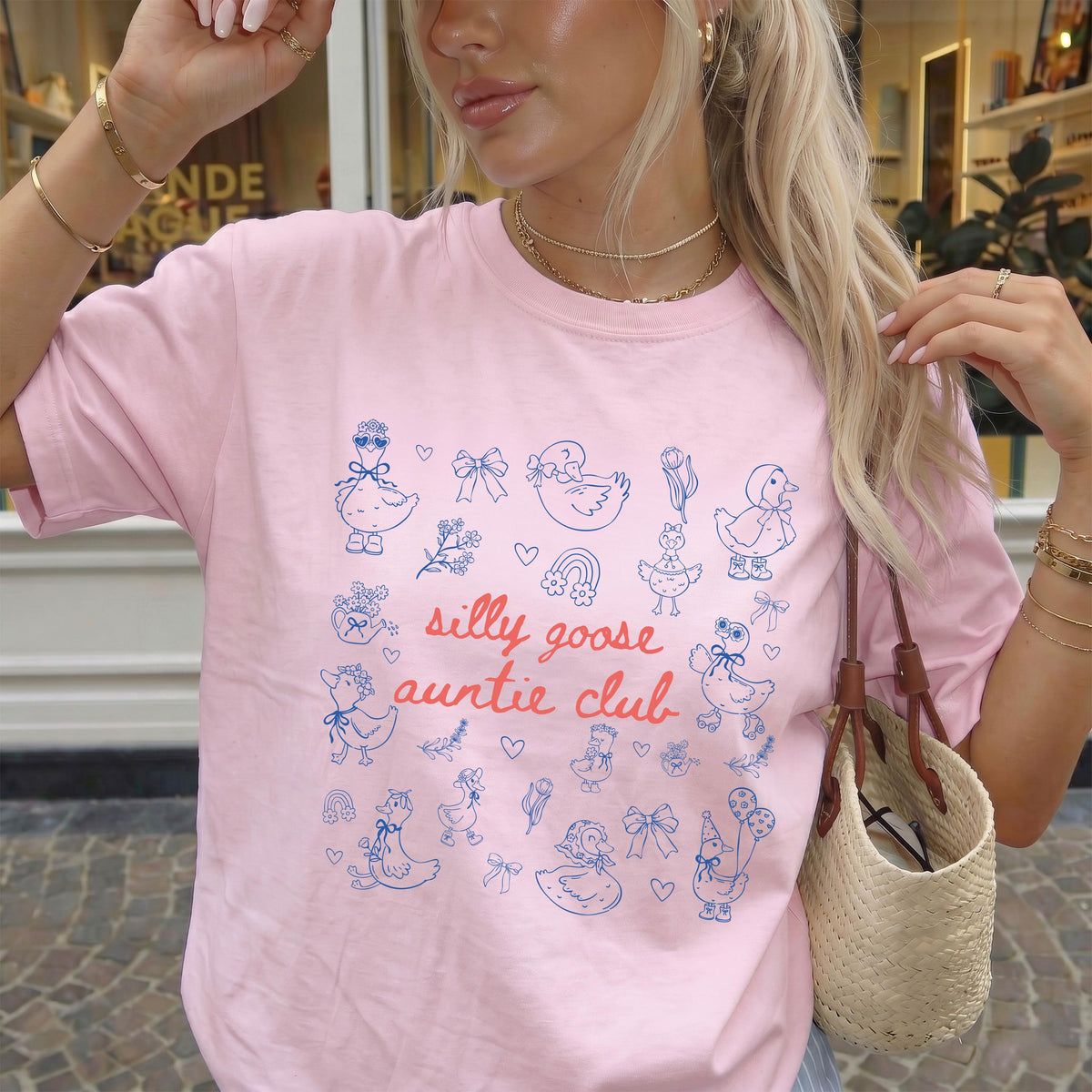 Comfort Colors® Silly Goose Auntie Shirt, Coquette Bow Aunt Tee, Goose Lover Auntie Gift, New Aunt Tees, Pregnancy Announcement T-shirt