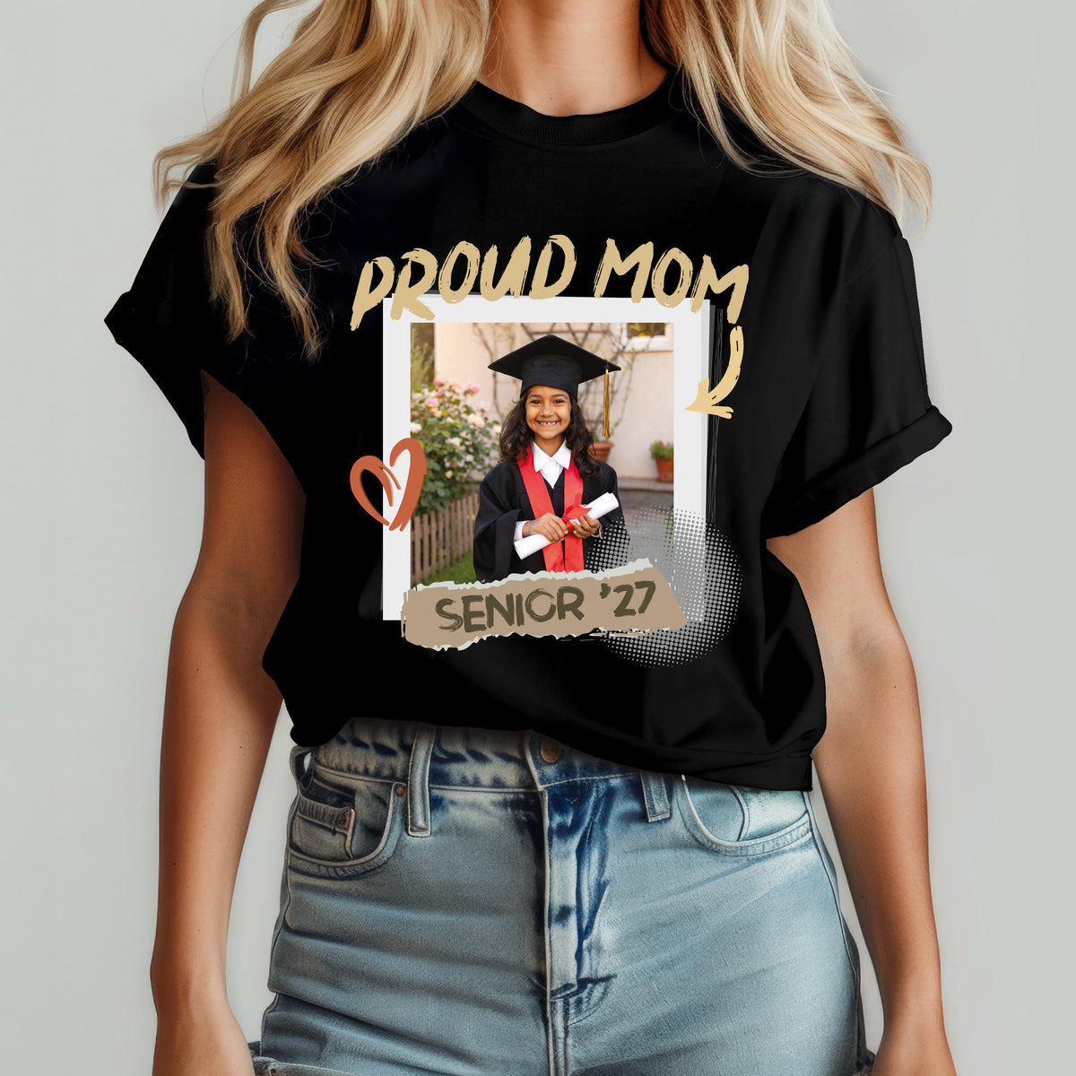 Comfort Colors® Proud Mom Senior Photo Shirt, Custom Senior Mom 2027 Tee, High School Grad Gift