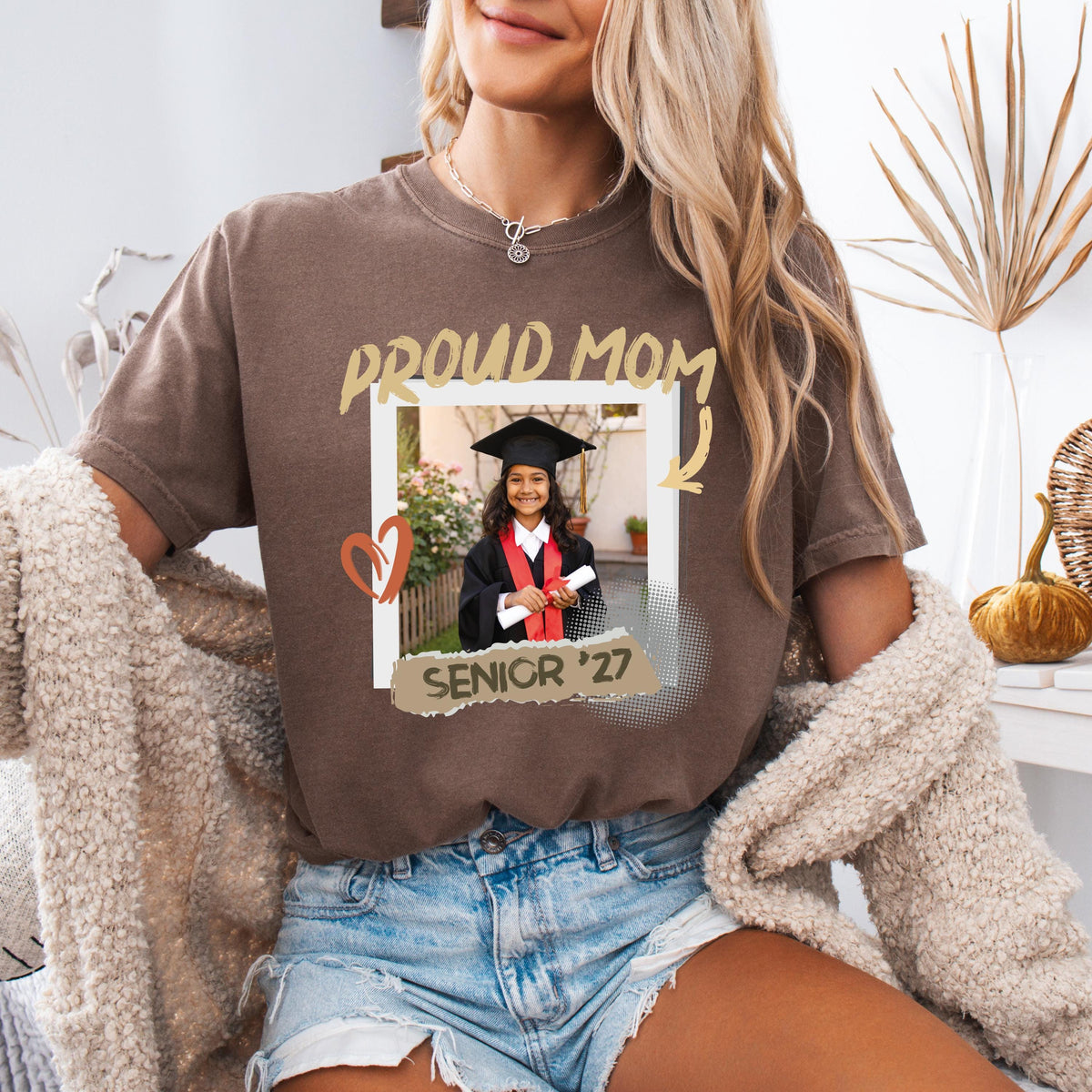 Comfort Colors® Proud Mom Senior Photo Shirt, Custom Senior Mom 2027 Tee, High School Grad Gift