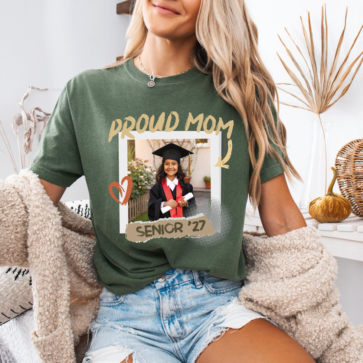 Comfort Colors® Proud Mom Senior Photo Shirt, Custom Senior Mom 2027 Tee, High School Grad Gift