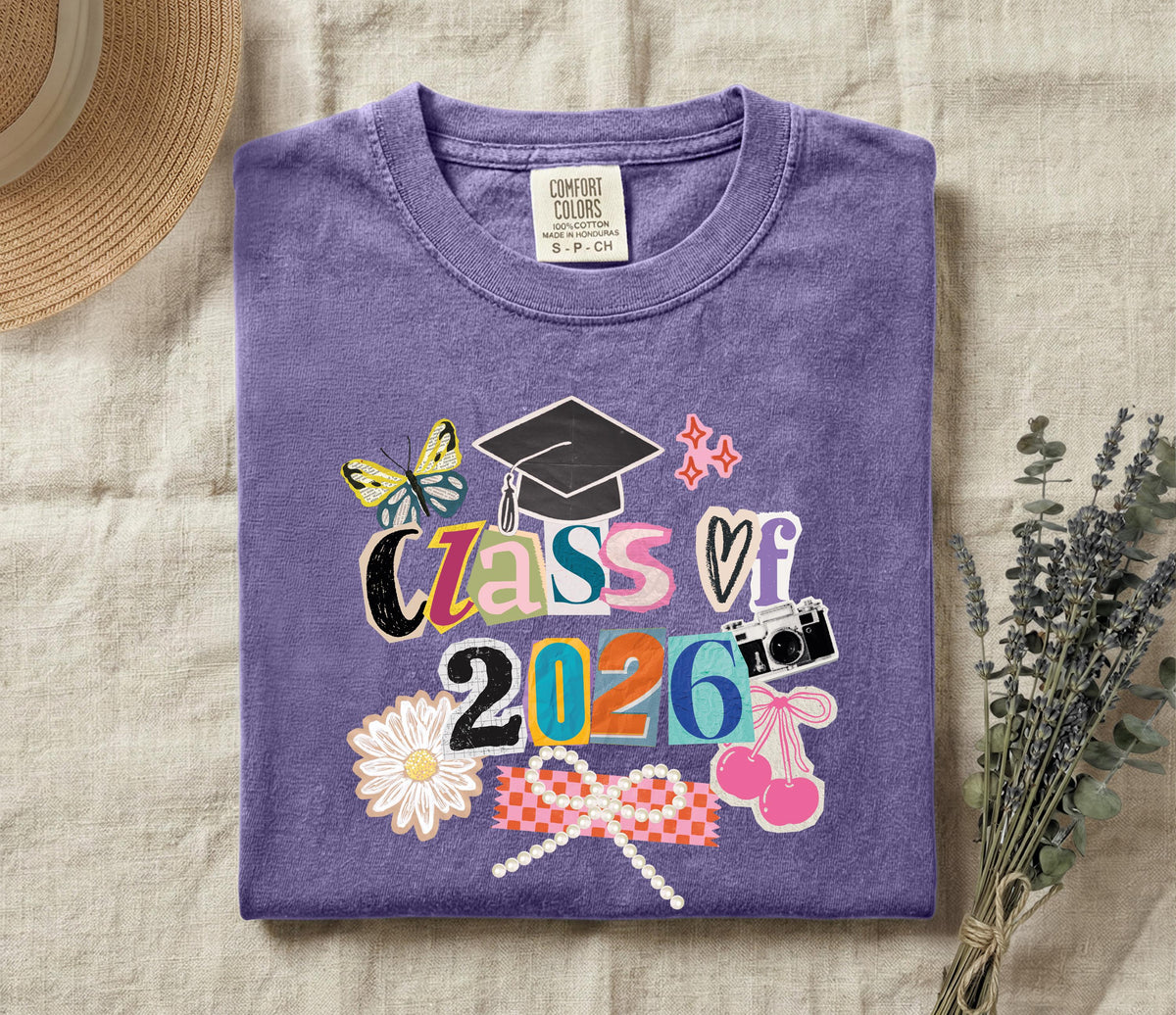Comfort Colors® Senior Class of 2026 Shirt, Coquette Graduate T-Shirt, High School Senior Tees