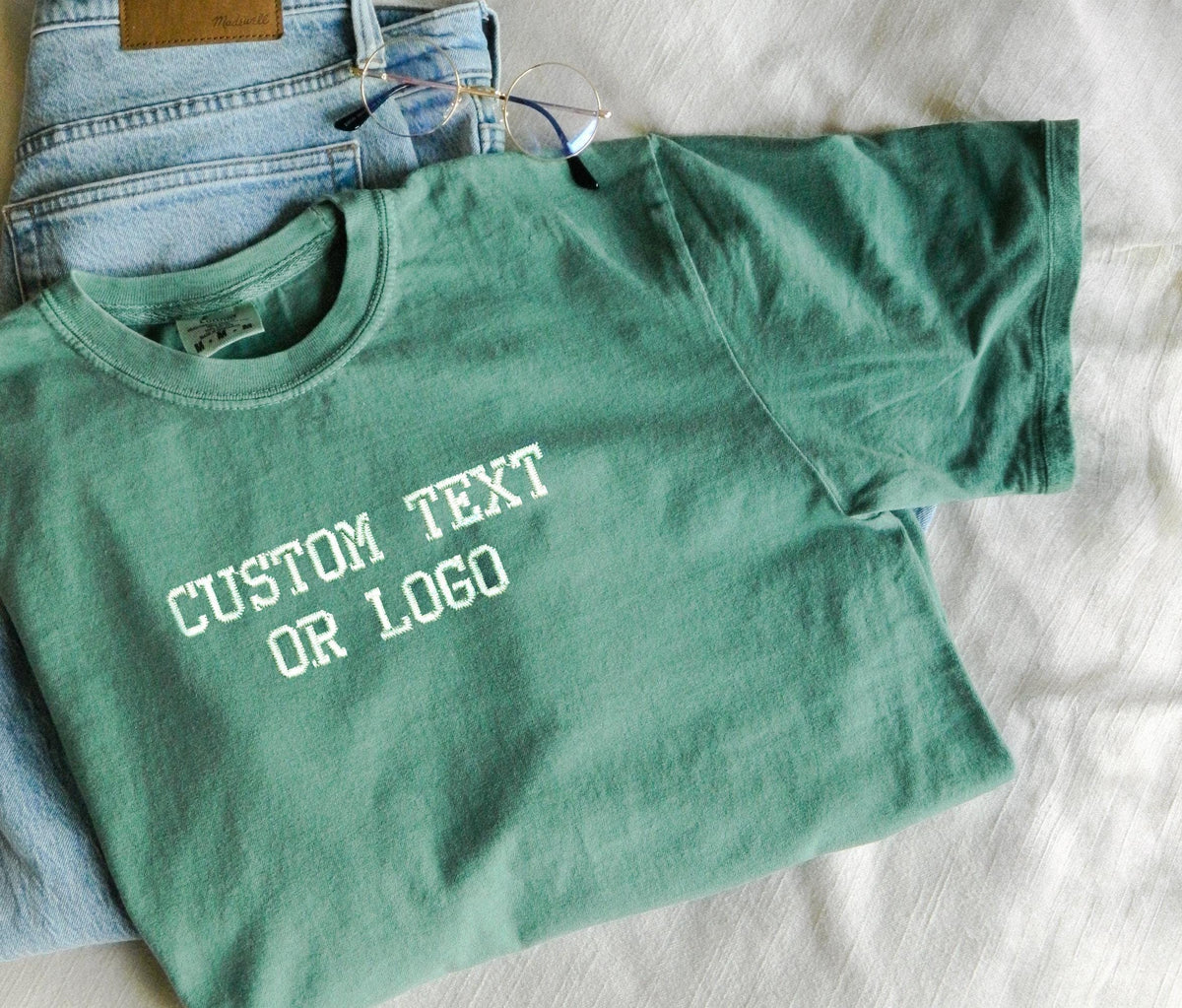 Embroidered Custom Text Comfort Colors® Shirt, Embroidery Logo T-Shirt, Personalized Embroidery Tees