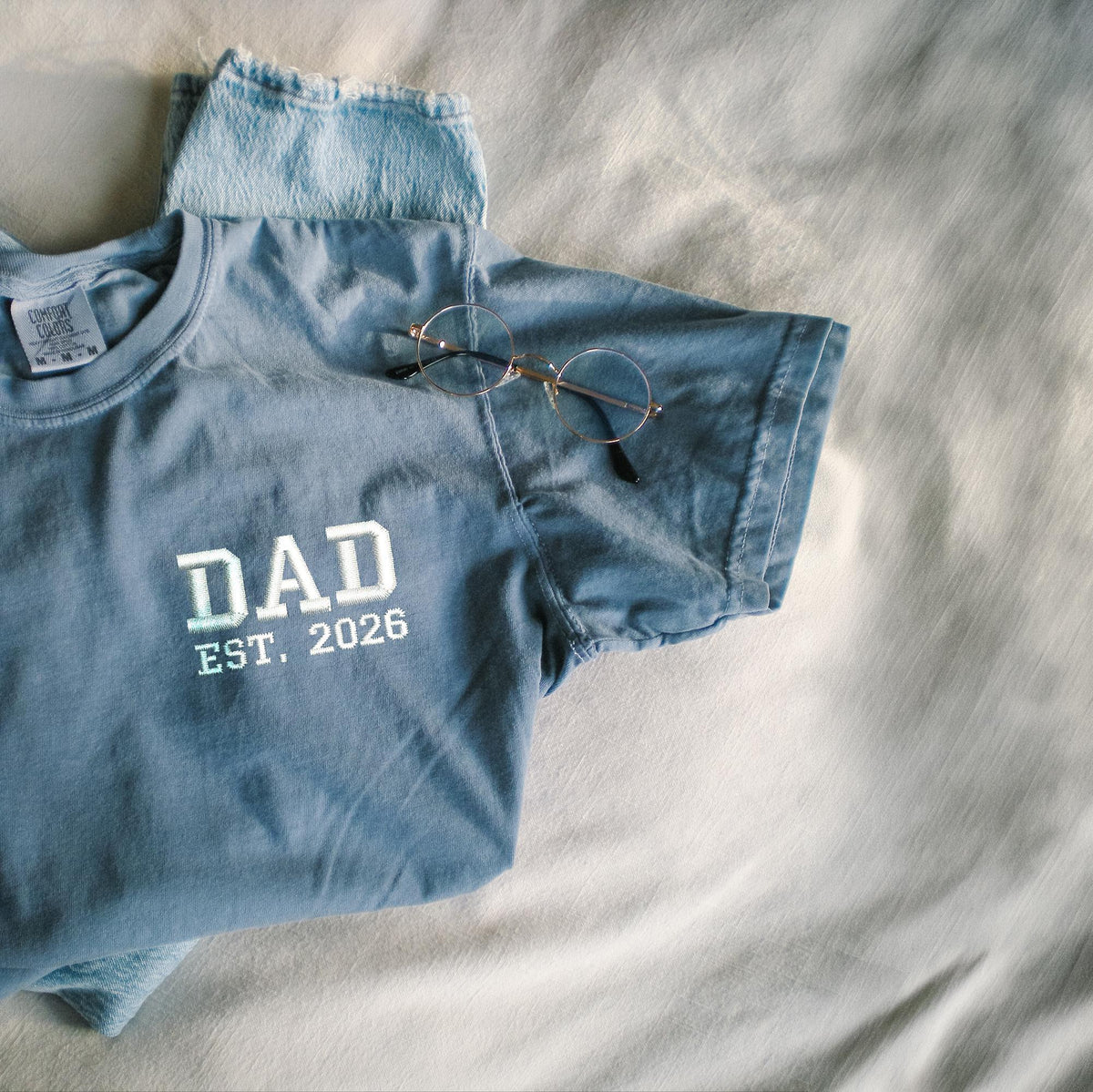 Comfort Colors® Embroidered Dad Custom Shirt, Father's Day Tee, Papa To Be Embroidery T-Shirt, New Grandpa Gift