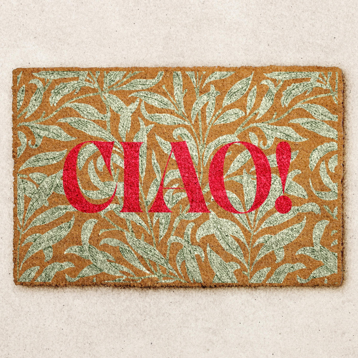 Ciao! Italian Welcome Mat, Modern Leaf Pattern Hello Doormat, Greetings Housewarming Gift