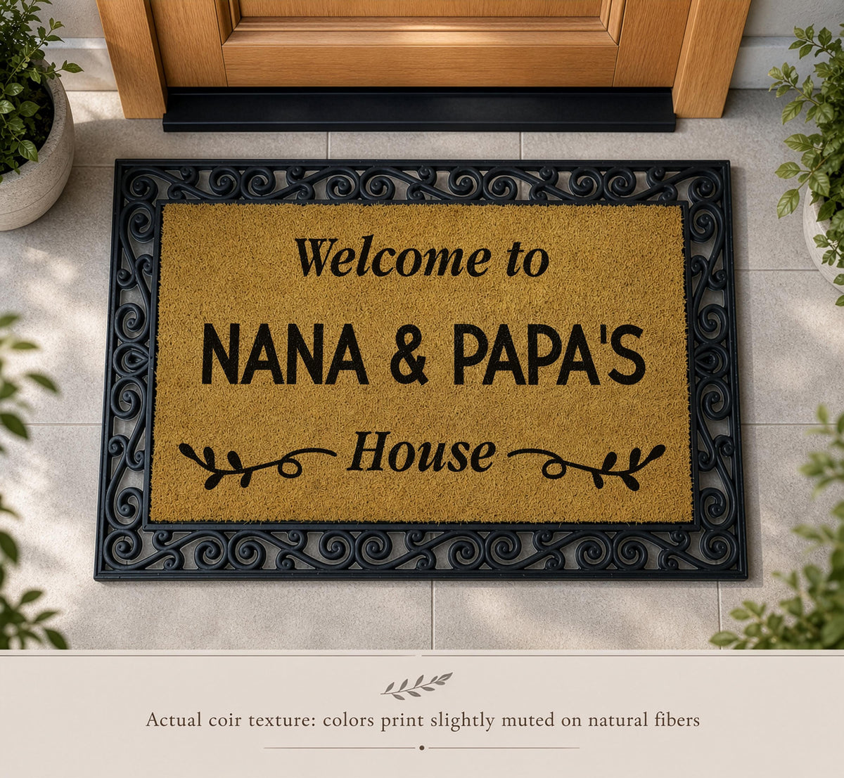 Interchangeable Welcome To Nana & Papa's House Doormat, Grandparents Home Welcome Mat