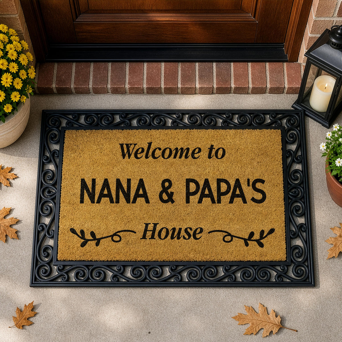 Interchangeable Welcome To Nana & Papa's House Doormat, Grandparents Home Welcome Mat