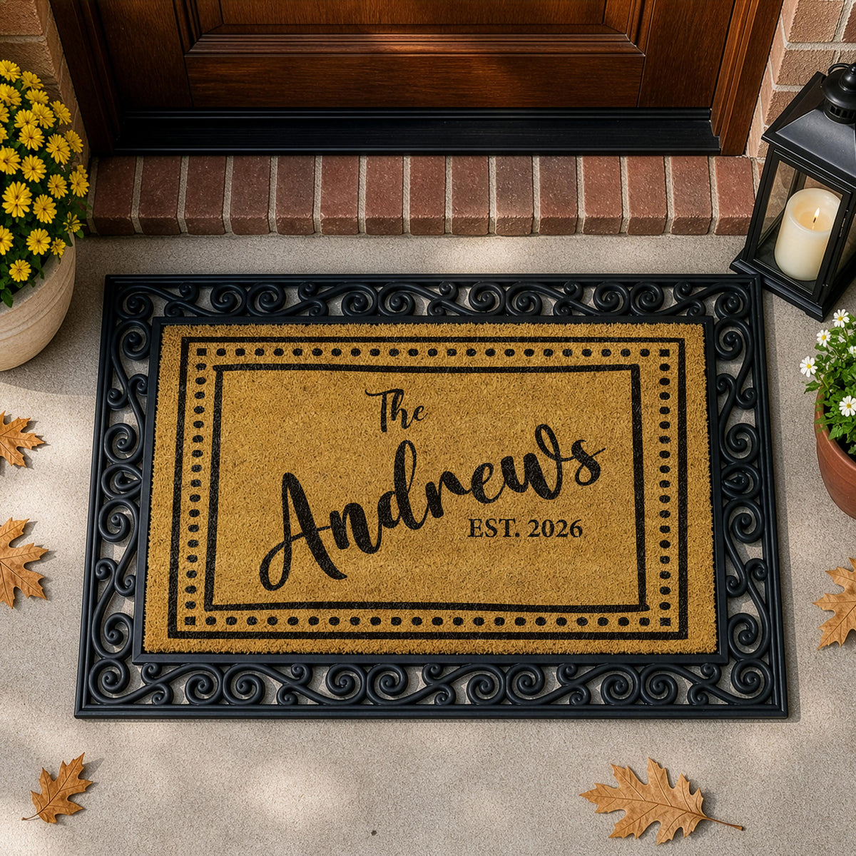 Personalized Framed Interchangeable Doormat, Custom Family Name Welcome Mat
