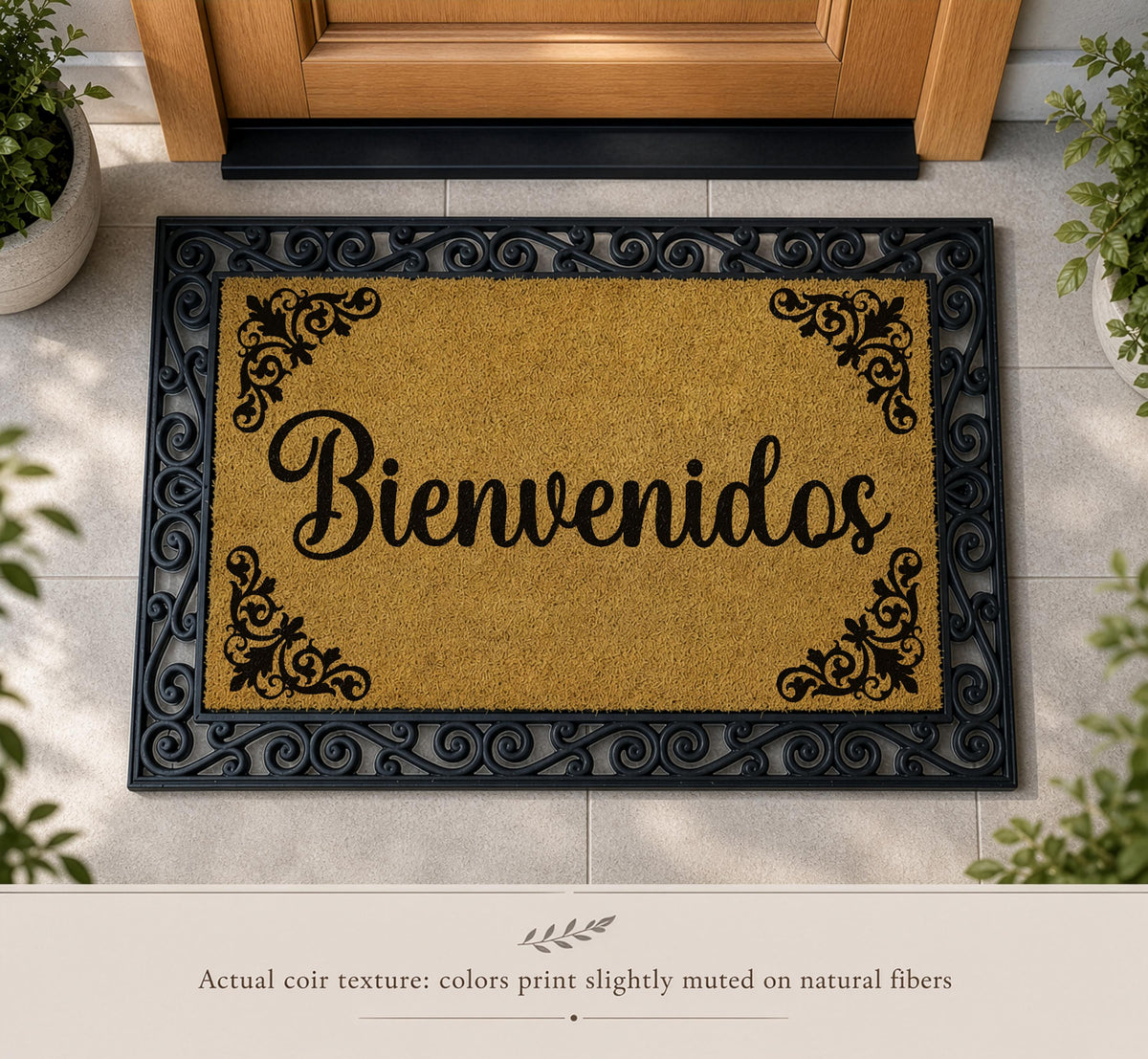 Elegant Spanish Welcome Mat, Bienvenidos Interchangeable Doormat