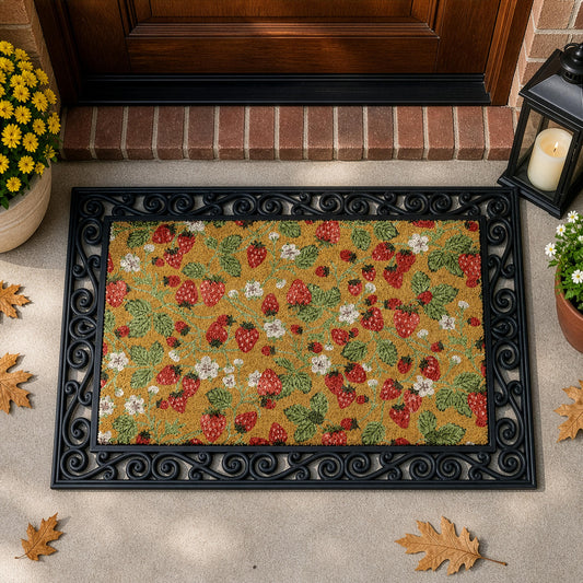 Cute Strawberry Blossom Interchangeable Doormat, Summer Vibes Welcome Mat