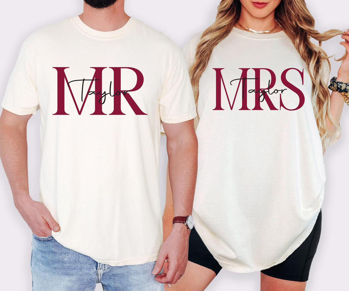 Custom Mr. Mrs. Comfort Colors® Shirt, Mrs Last Name Shirt, Mrs Last Name Shirt, Custom Wife and Husband Tees, Mr. Mrs. Matching Shirts