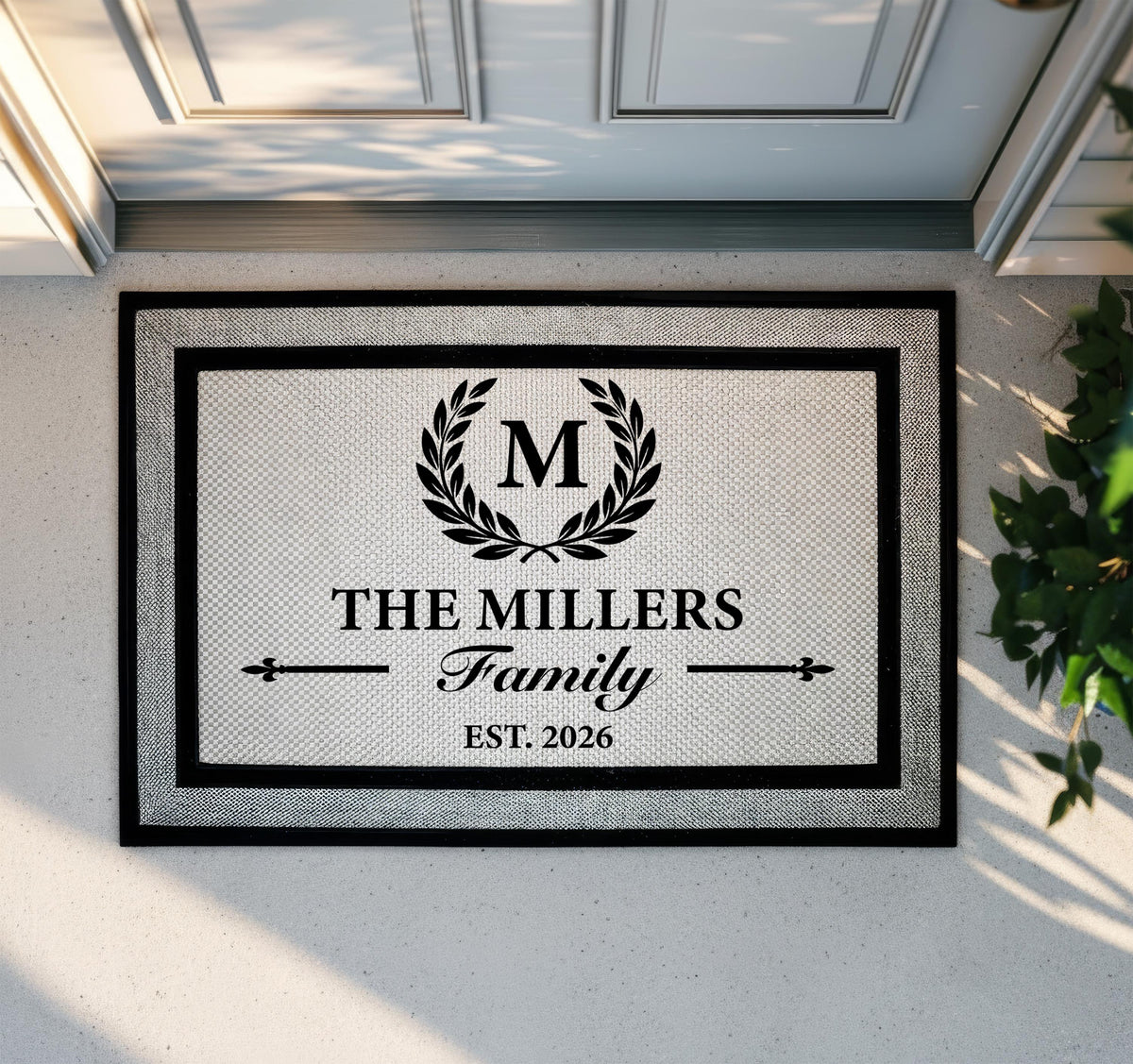 Personalized Last Name & Est. Year Doormat, Elegant Monogram Welcome Mat, Unique Housewarming Gift, New Home Owners Present, Wedding Gifts