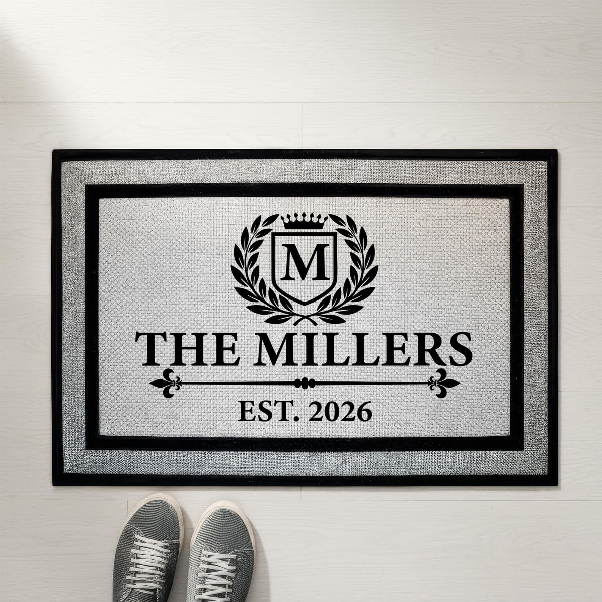 Personalized Last Name & Est. Year Doormat, Elegant Monogram Welcome Mat, Unique Housewarming Gift, New Home Owners Present, Wedding Gifts