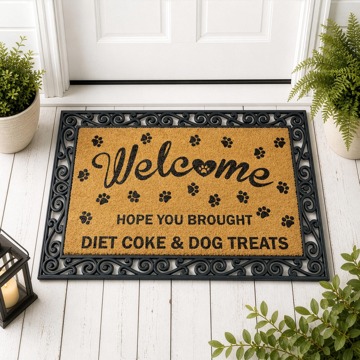 Hope You Brought Diet Coke and Dog Treats Doormat, Interchangeable Funny Dog Welcome Mat