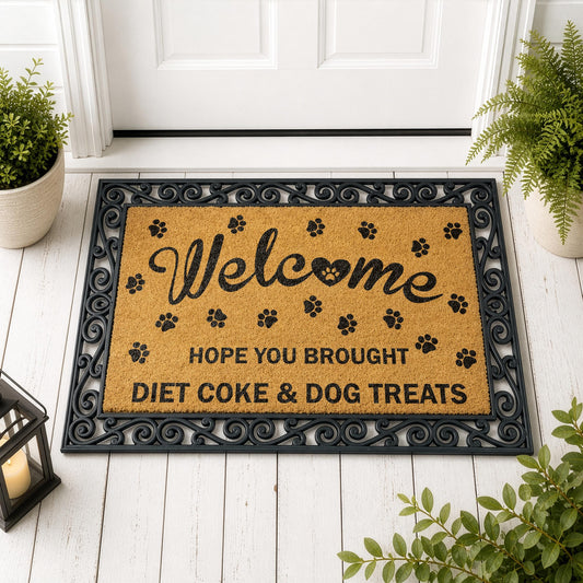 Hope You Brought Diet Coke and Dog Treats Doormat, Interchangeable Funny Dog Welcome Mat