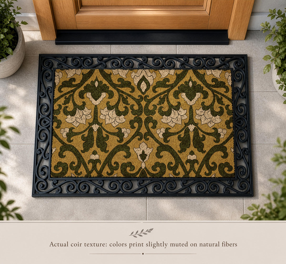 Classic Damask Design Interchangeable Doormat, Moroccan Welcome Mat