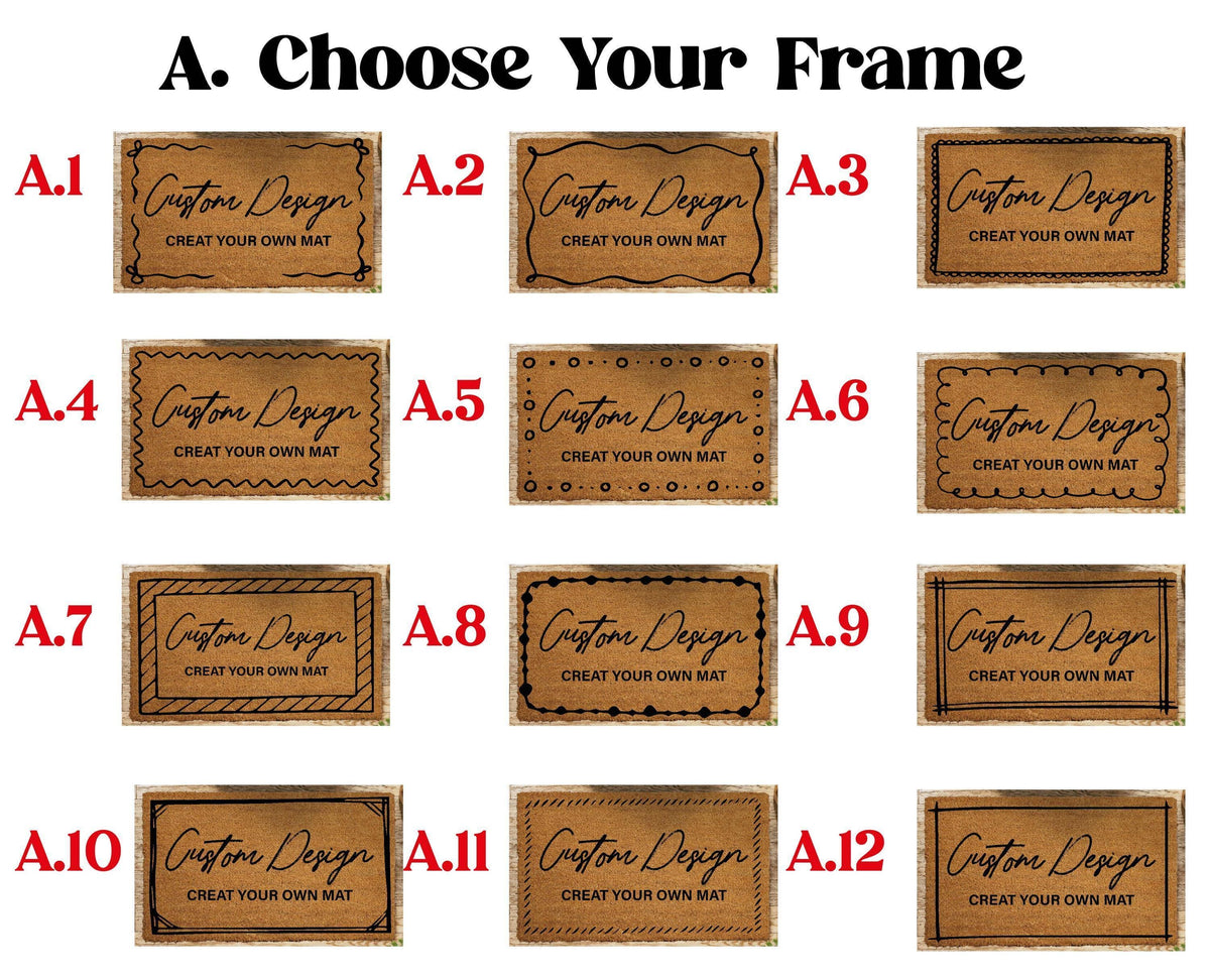 Personalized Frame and Font Interchangeable Doormat, Custom Text Welcome Mat