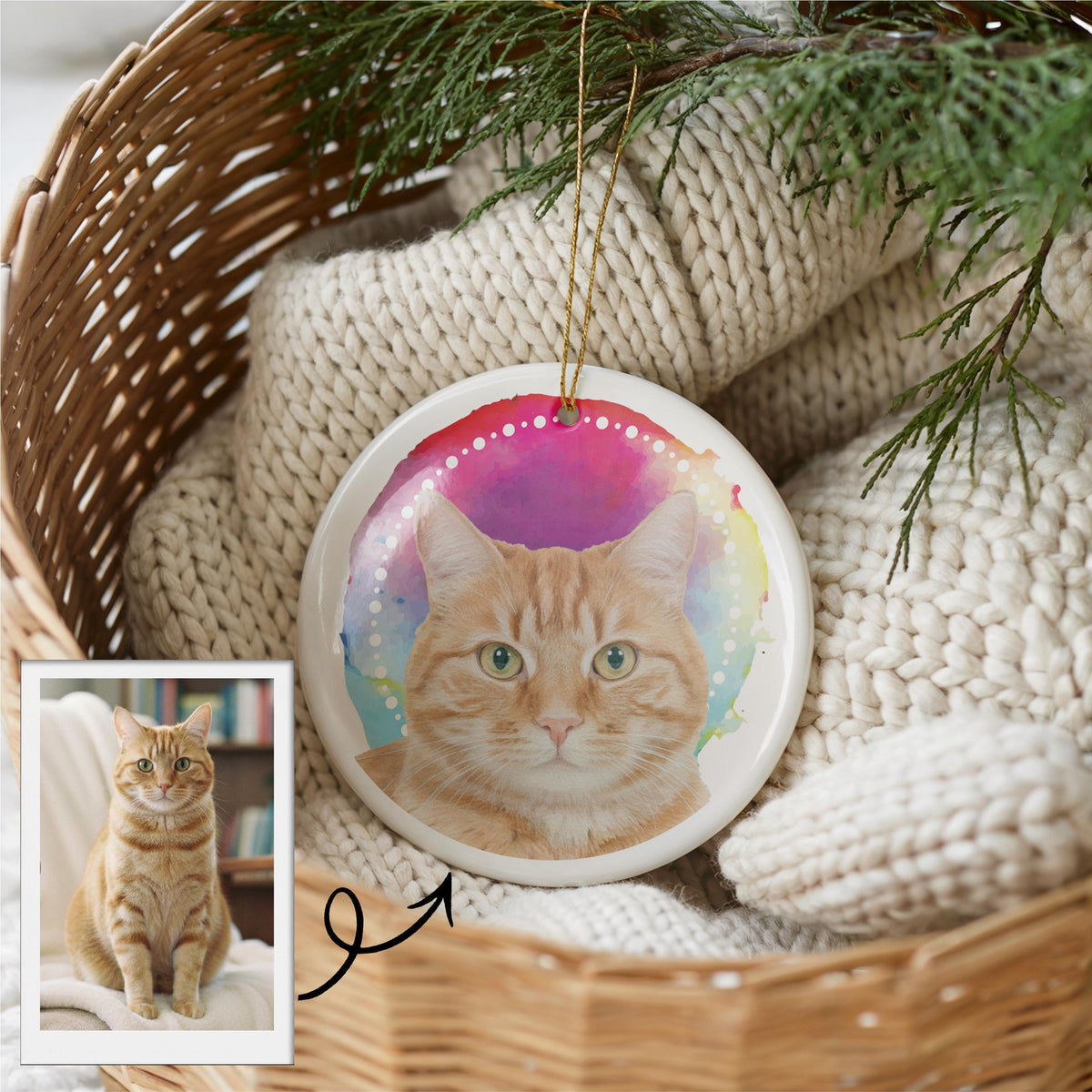 Custom Pet Photo Rainbow Bridge Ornament, Personalized Cat Loss Memorial Keepsake, Pets Remembrance Gift