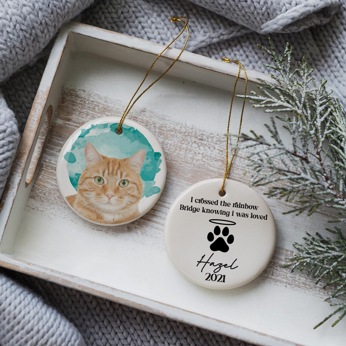 Custom Pet Photo Rainbow Bridge Ornament, Personalized Cat - Dog Loss Memorial Keepsake, Pets Remembrance Gift, Cats - Dogs Lover Present