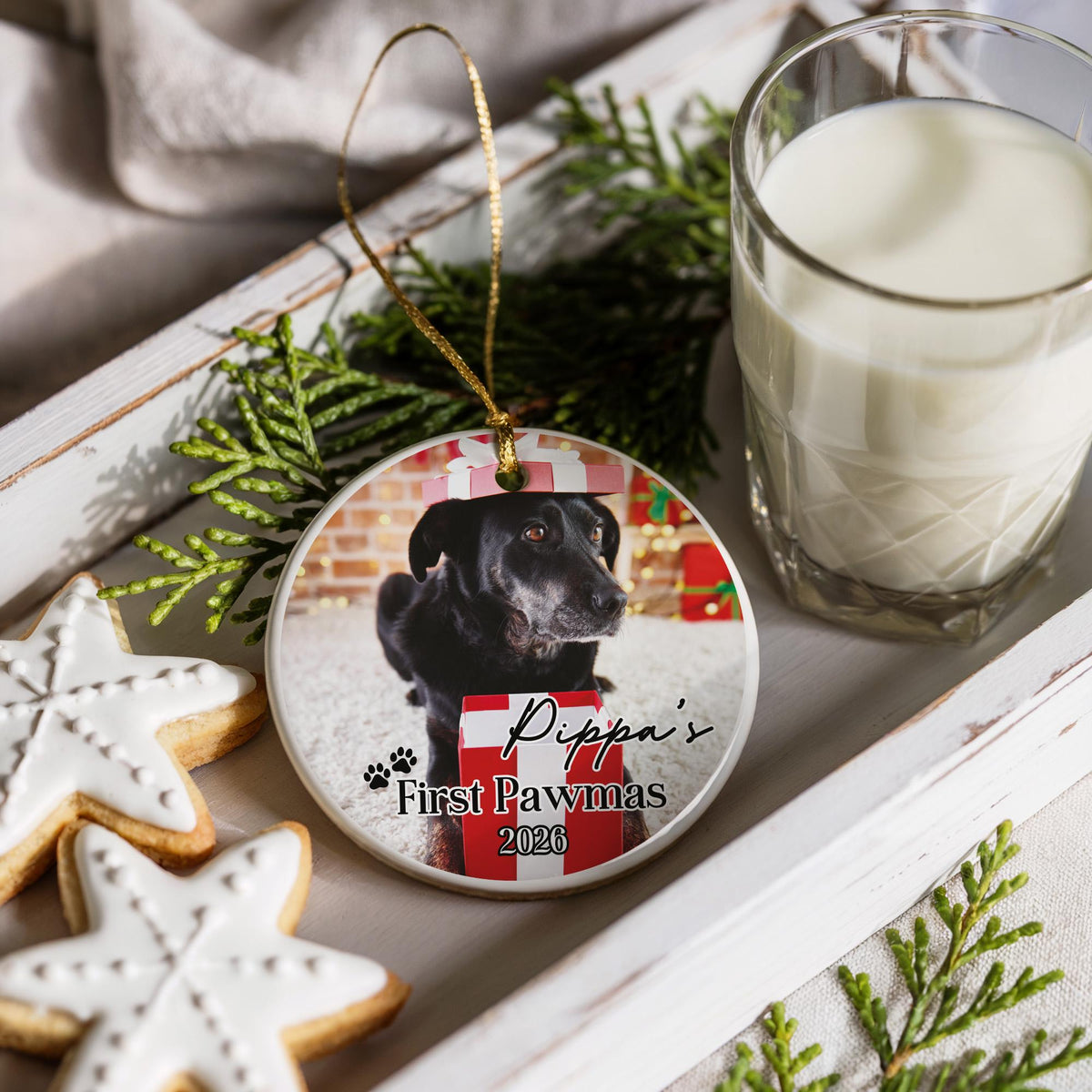 Custom Text Pet Photo Ornament, Dog Memorial Ornaments, Personalized Name & Date Pet Remembrance Gift, Dog Loss Sympathy Keepsake