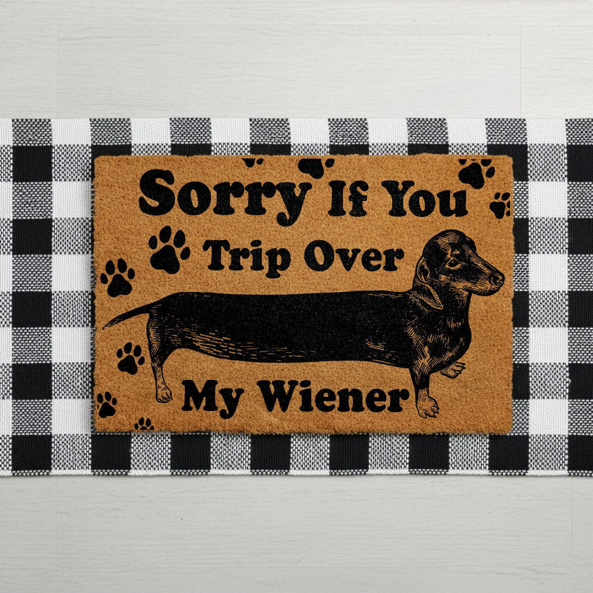 Sorry If You Trip Over My Wiener Doormat, Funny Dog Welcome Mat, Pet Lover Housewarming Gift, Front Door Coir Rug, Dogs Mom Porch Decor