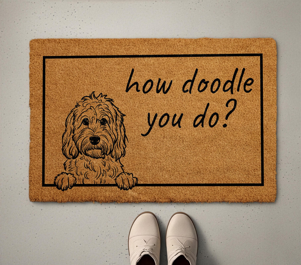 How Doodle You Do Doormat, Funny Goldendoodle Welcome Mat, Labradoodle Lovers Housewarming Gift, Bernedoodle Home Entrance Coir Decor