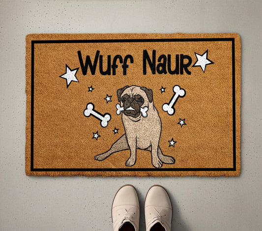 Funny Dog Wuff Naur Doormat, Viral Meme Dog Welcome Mat, Humorous Dogs Lover Housewarming Gift, Front Porch Coir Rug, Home Entrance Decor