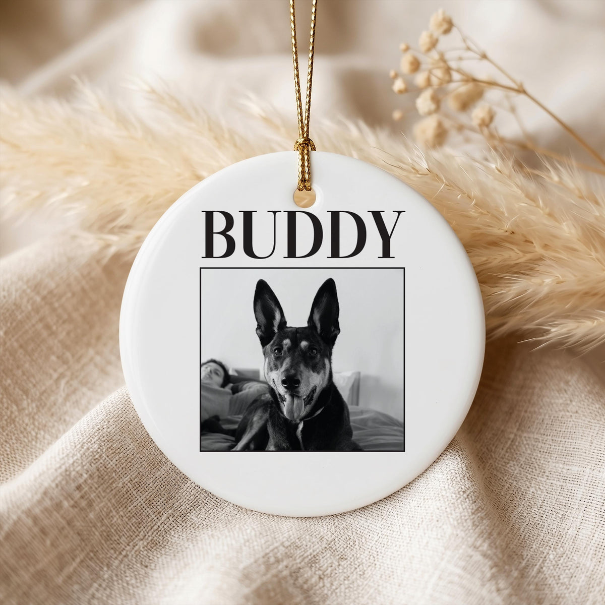 Custom Dog Photo & Name Memorial Ornament, Pet Remembrance Gift, Dog Lover Mom Keepsake, Personalized Ceramic Ornament
