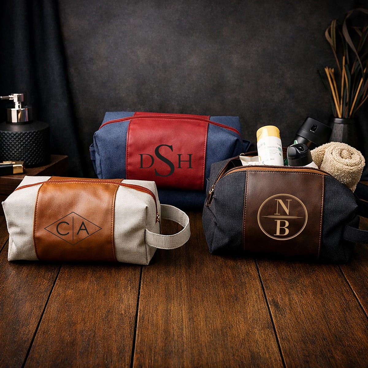 Personalized Monogrammed Dopp Kit, Engraved Toiletry Bag Gift for Him