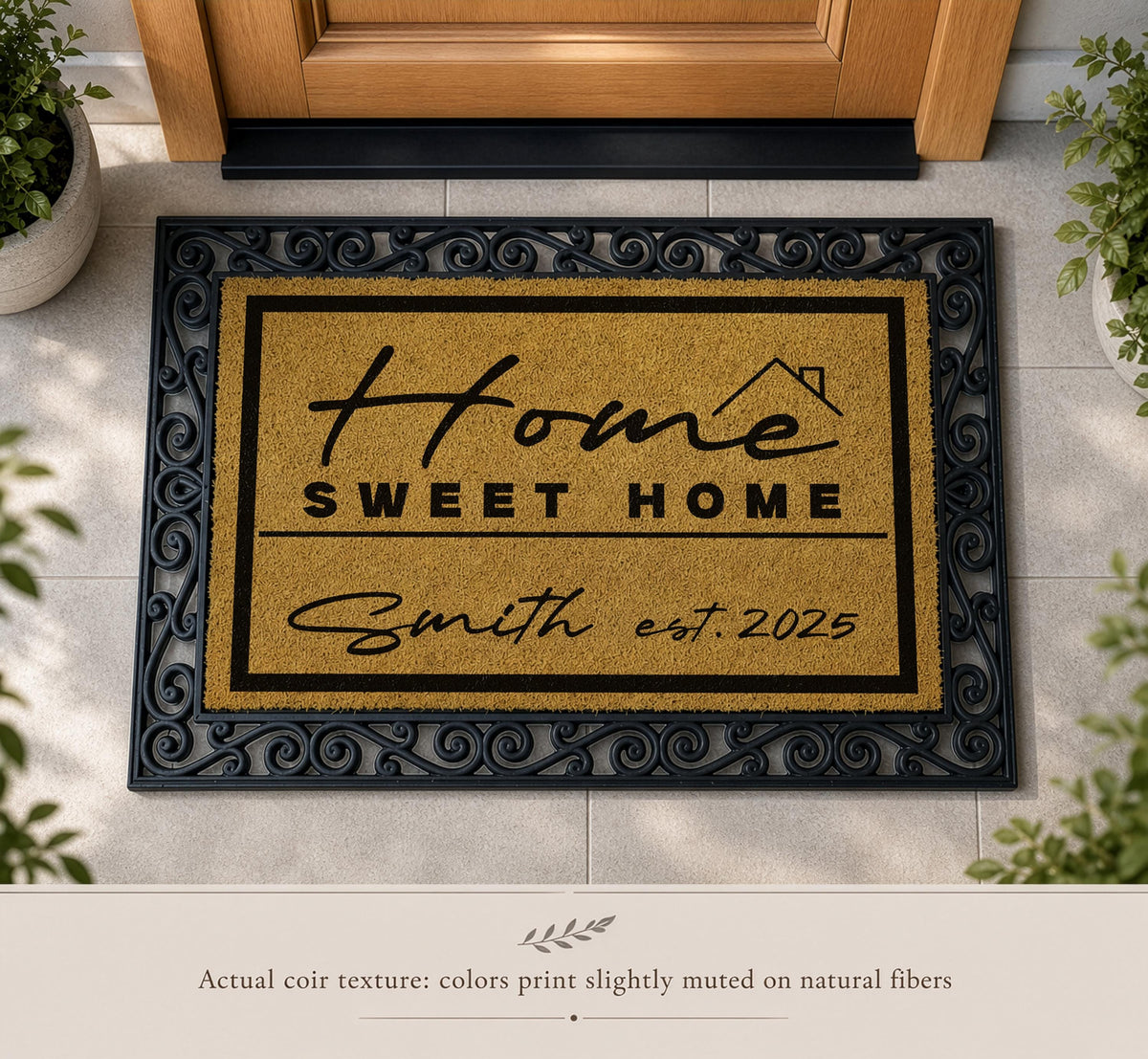 Personalized Home Sweet Home Doormat Set, Custom Family Name & Est Interchangeable Welcome Mat