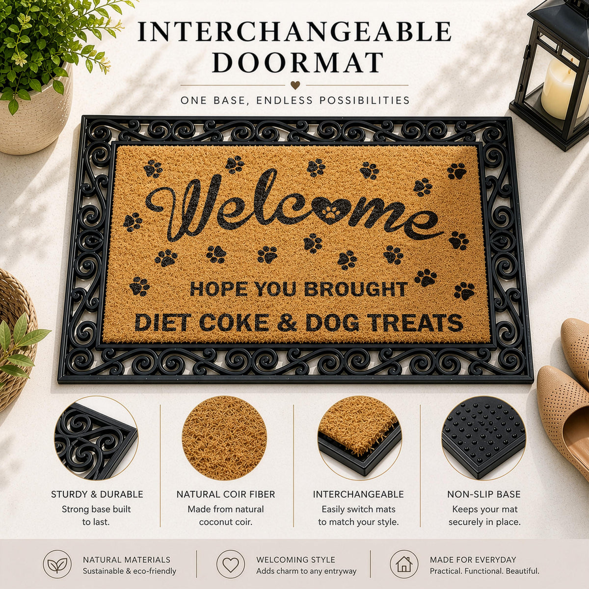 Hope You Brought Diet Coke and Dog Treats Non-Slip Doormat
