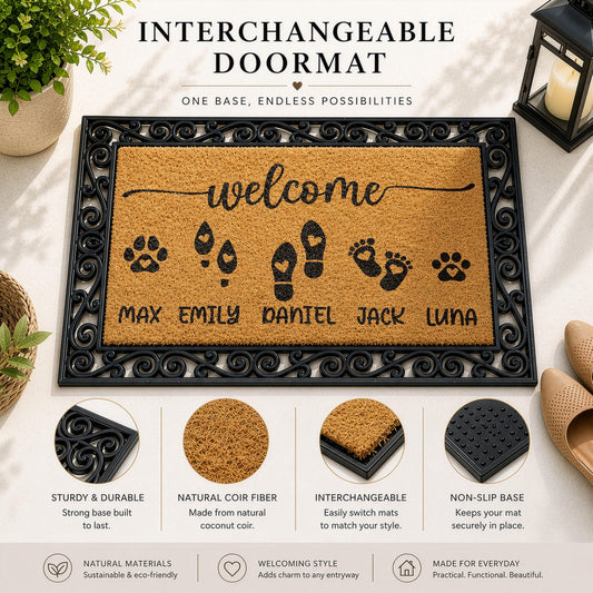 Personalized Pet Family Interchangeable Welcome Mat
