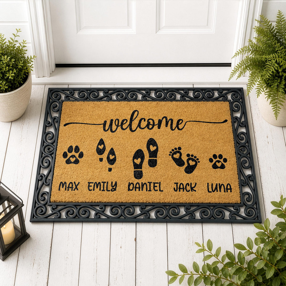Personalized Pet Family Interchangeable Welcome Mat