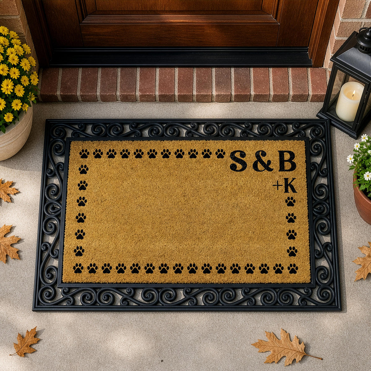 Custom Family and Pet Initial Non-Slip Doormat