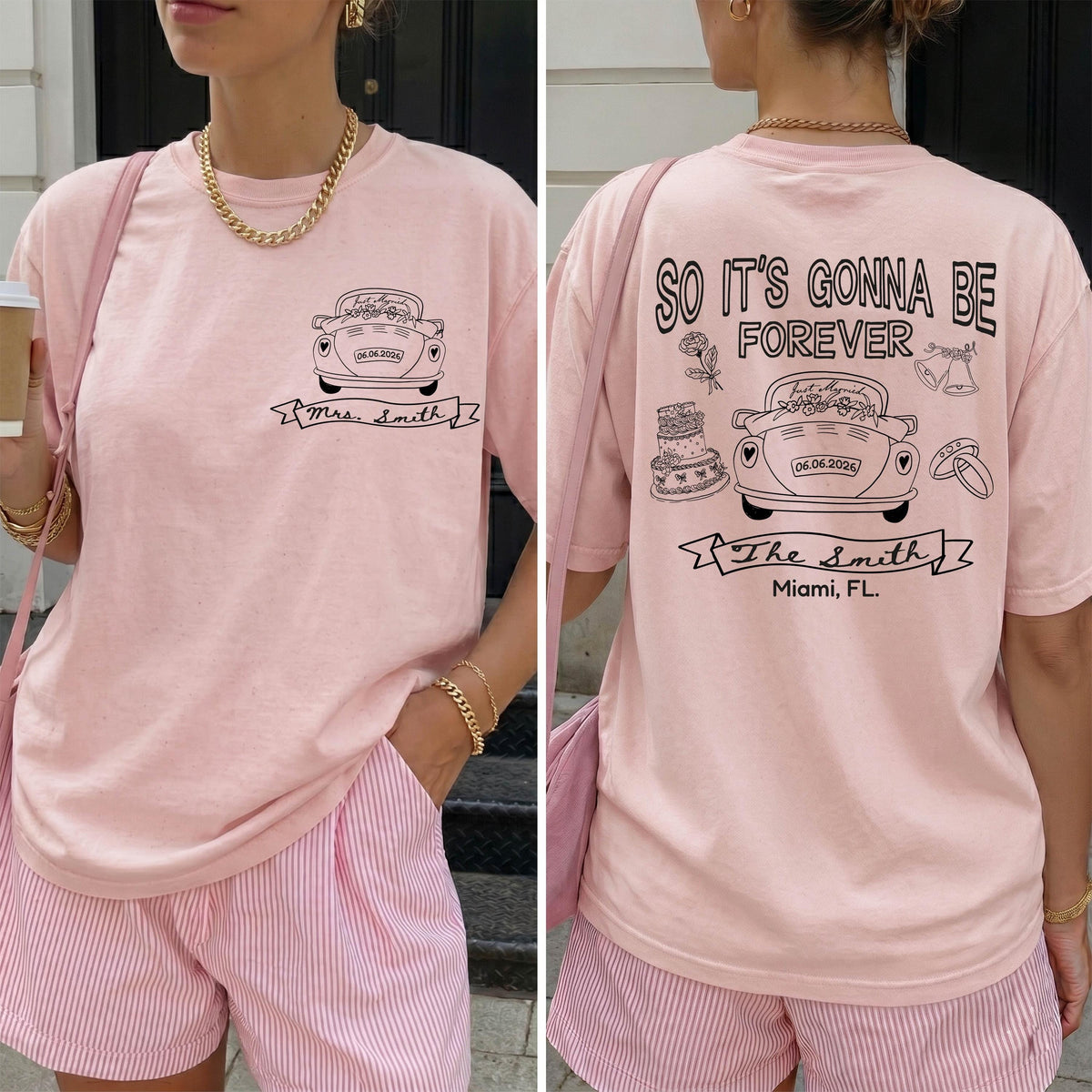 Comfort Colors® Custom Wedding Shirt, Mrs Bride Tee, Just Married Gift, Personalized Bachelorette Tees